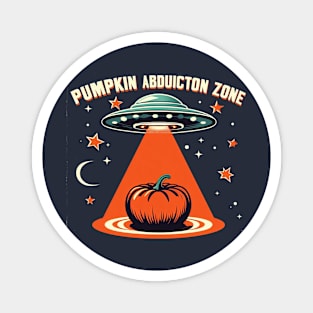 Pumpkin Abduction Zone: Retro UFO for Halloween Magnet